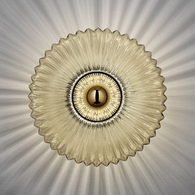 Wall Lamp Ribbed Glass 24.0 cm Frosted White Bedroom Hallway Art Deco Accent Lighting E26 Hardwired | Thomler