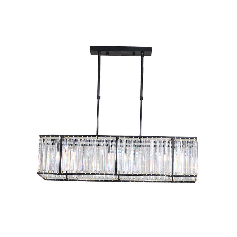 Rectangular Hanging Chandelier with Glass Gem Details for Dining Room & Island | Thomler