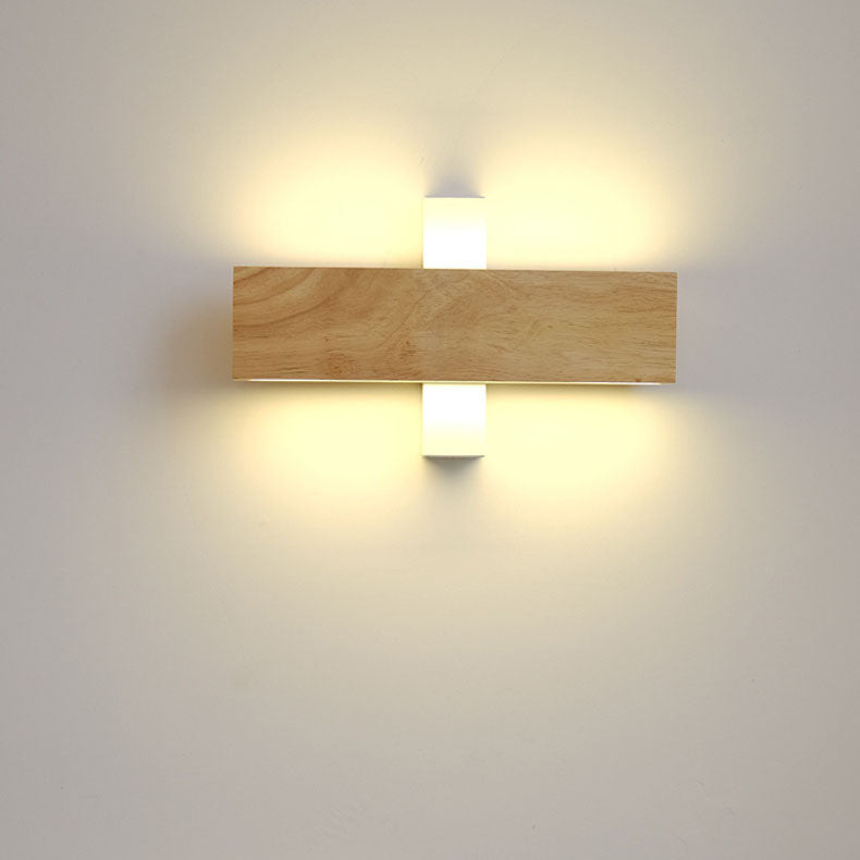 Rotating LED Wall Sconce with Wood Accent – Adjustable Minimalist Light for Bedroom & Living Room | Thomler