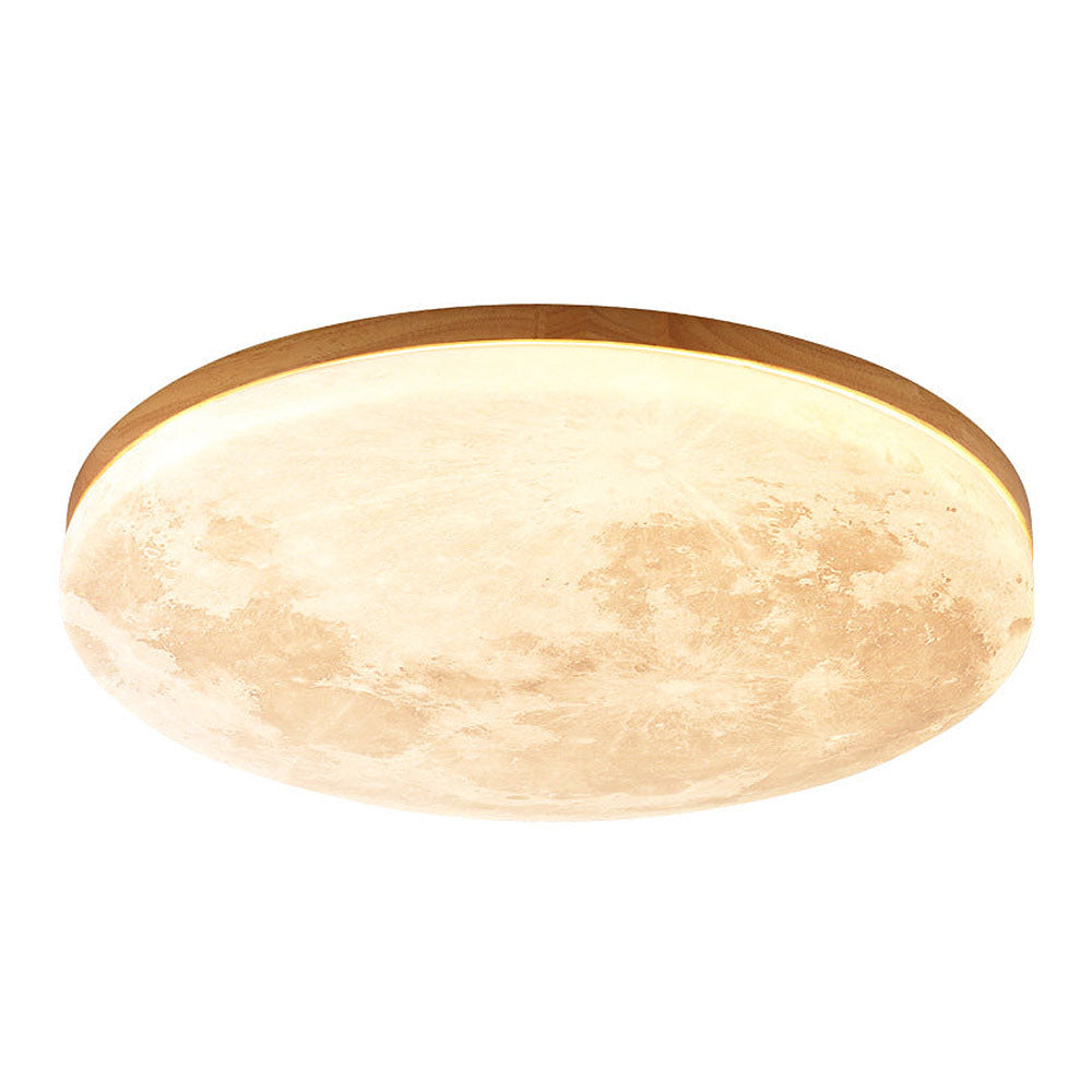 Ceiling Lamp Wood Acrylic 48.0 cm Moon Design Bedroom Living Room Flush Mount Ambient LED Light | Thomler
