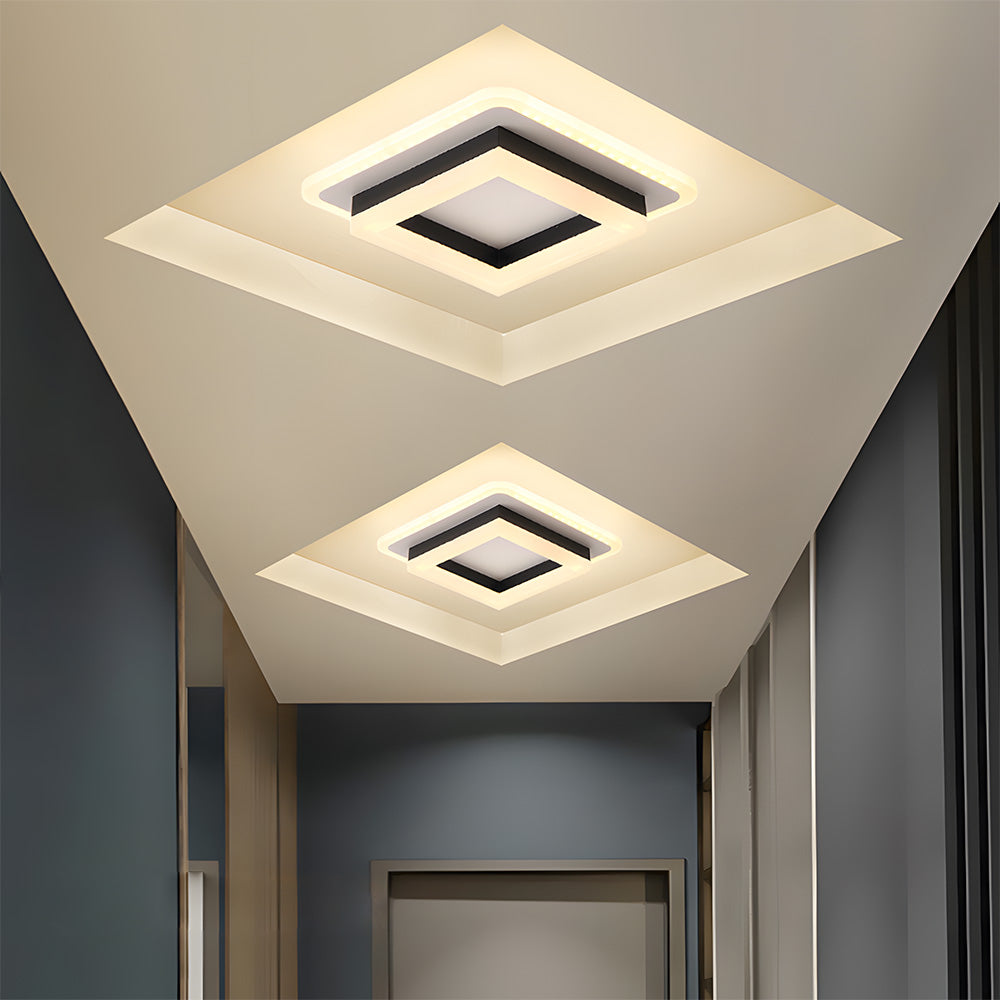 Ceiling Light LED Square 1920 Lumen Black White Bedroom Hallway Living Room Modern Geometric Lighting Fixture | Thomler