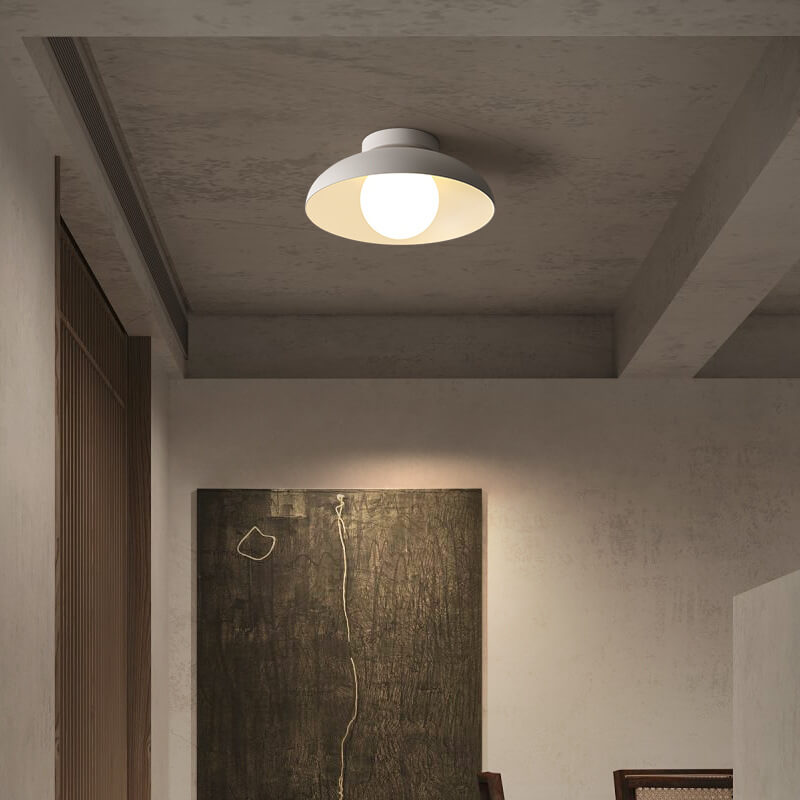 Semi-Flush Mount Light Iron 11.8 in Black Hallway Living Room Bedroom Modern Ceiling Fixture Soft Ambient Lighting | Thomler
