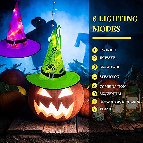 44 ft Witch Hat String Lights with 104 Warm White LEDs for Outdoor Halloween Decor | Thomler