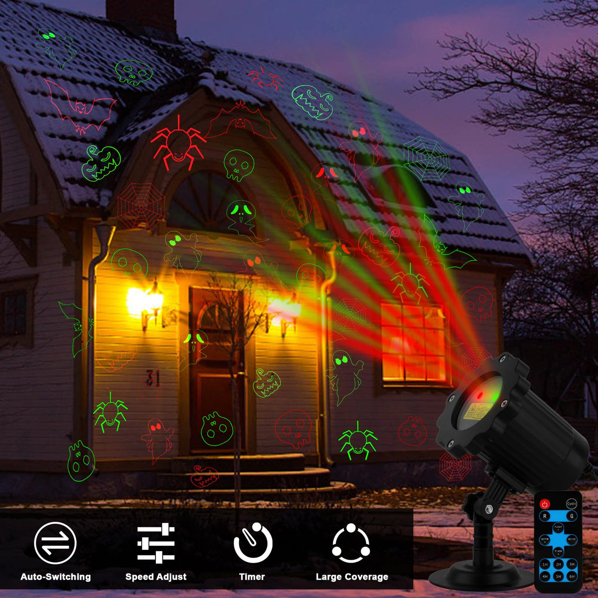 Outdoor Motion Laser Light with Remote and Auto Shutoff for Seasonal Yard Display | Thomler