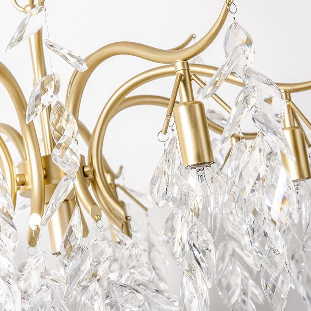 Floral Crystal Pendant Light with Metal Frame | Modern Fixture for Dining Room & Living Room | Adjustable Hanging Chandelier | Thomler