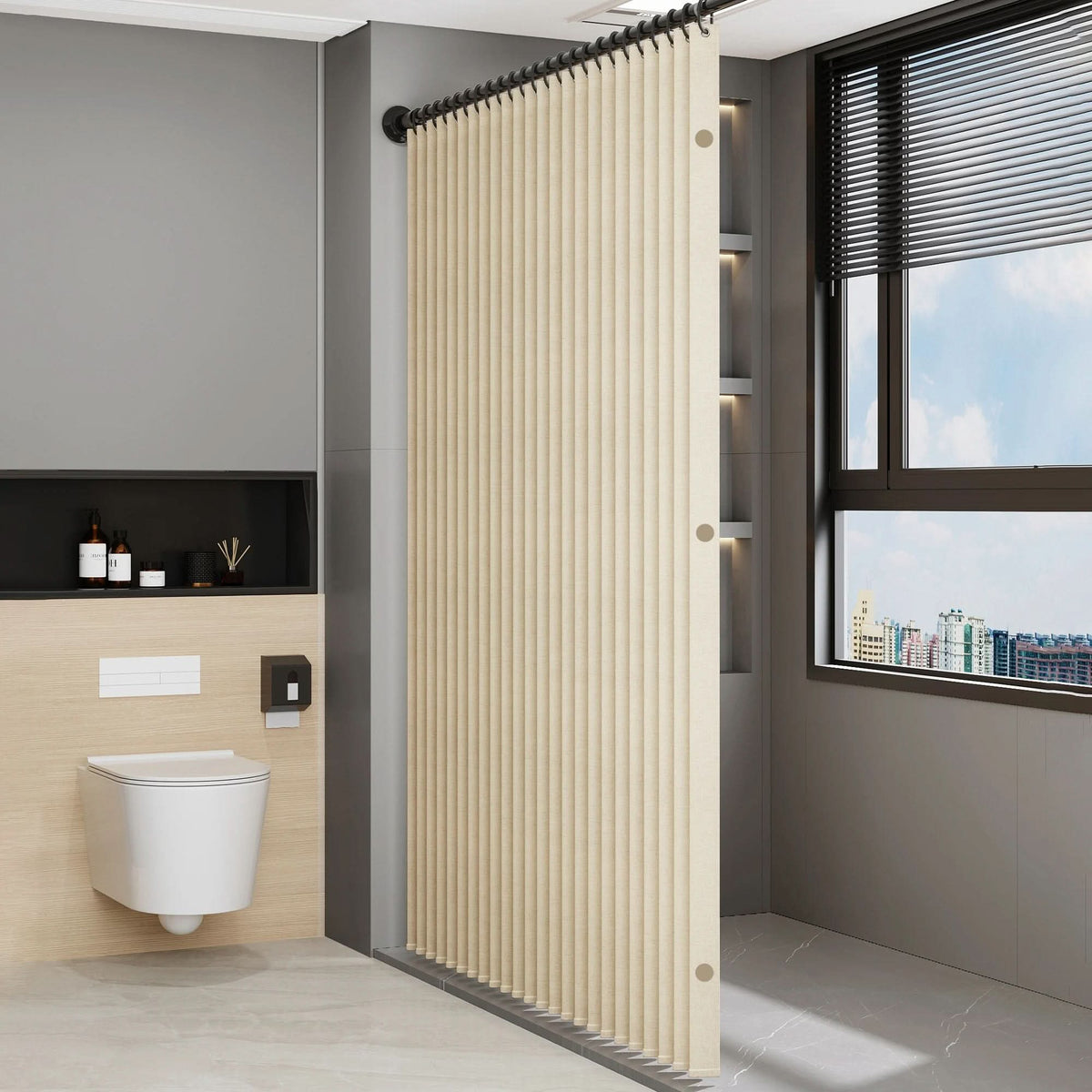 Collapsible Magnetic Shower Screen – Space-Saving Waterproof Bathroom Divider for Wet Rooms & Tub Enclosures | Thomler
