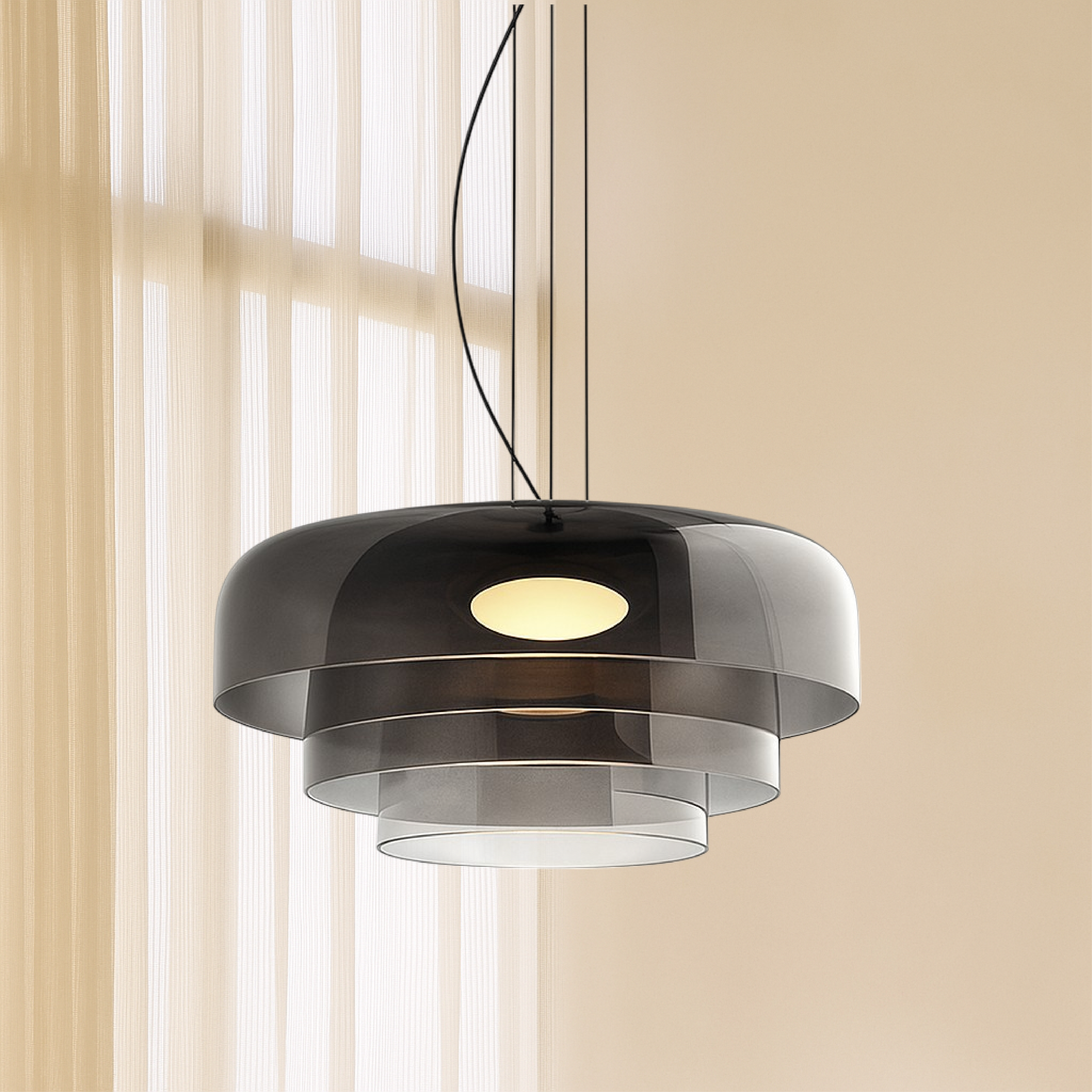 Pendant Light Laminated Glass Ø42.0 cm Adjustable Green Dining Kitchen Island Hanging Ceiling Lamp | Thomler