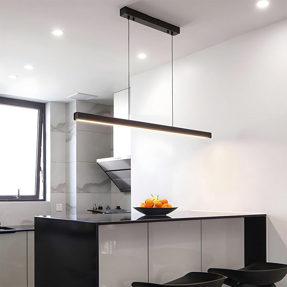 Pendant Light Metal LED 120.0 cm Black Kitchen Island Dining Table Linear Hanging Ceiling Lamp Adjustable Scandinavian Minimalist | Thomler
