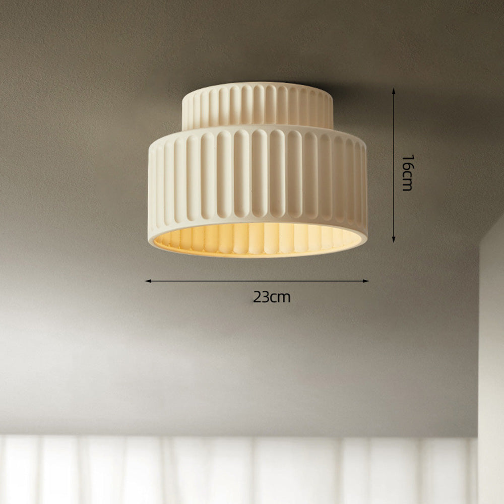 Ceiling Lamp Resin Ribbed E27 White Compact Living Room Kitchen Hallway Flush Mount Modern Scandinavian Lighting | Thomler