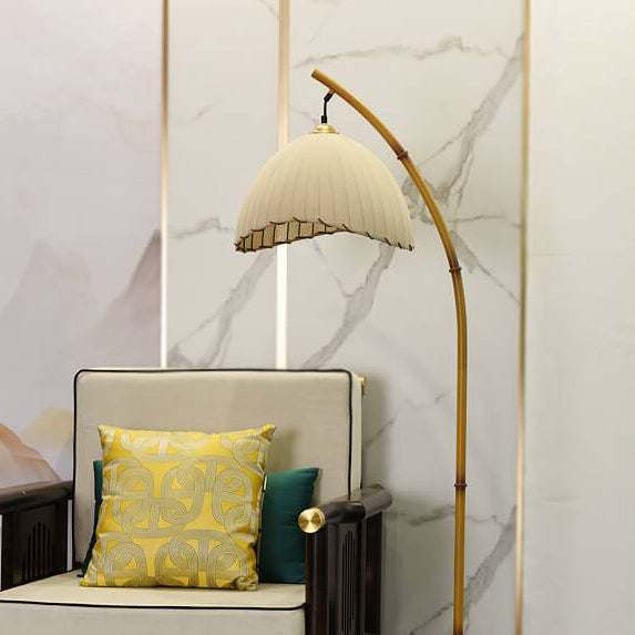 Floor Lamp Iron Marble 63 in Bamboo White Living Room Bedroom LED Plug-In Accent Lighting | Thomler