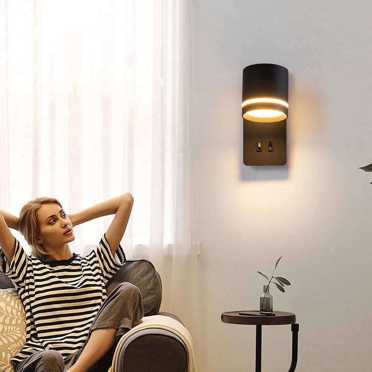 Adjustable LED Wall Sconce with Backlight – Rotatable Reading Light for Bedroom & Hallway – Modern Spotlight for Bedside & Living Room | Thomler