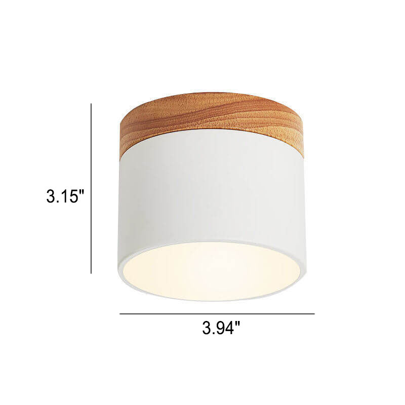 Flush Mount Ceiling Light Iron Solid Wood PVC 3.94 in Modern Hallway Living Room Bedroom 7W 700lm LED Adjustable Color Temperature White Black Pink Blue Green Gray Gold | Thomler