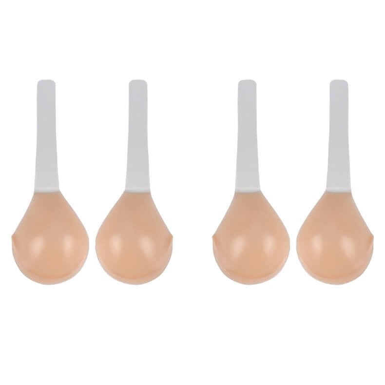 Adhesive Strapless Bra with Lift Silicone Cups Backless Plunge Neckline Transparent Adjustable Straps Reusable Skin Tone Wedding Party | Thomler