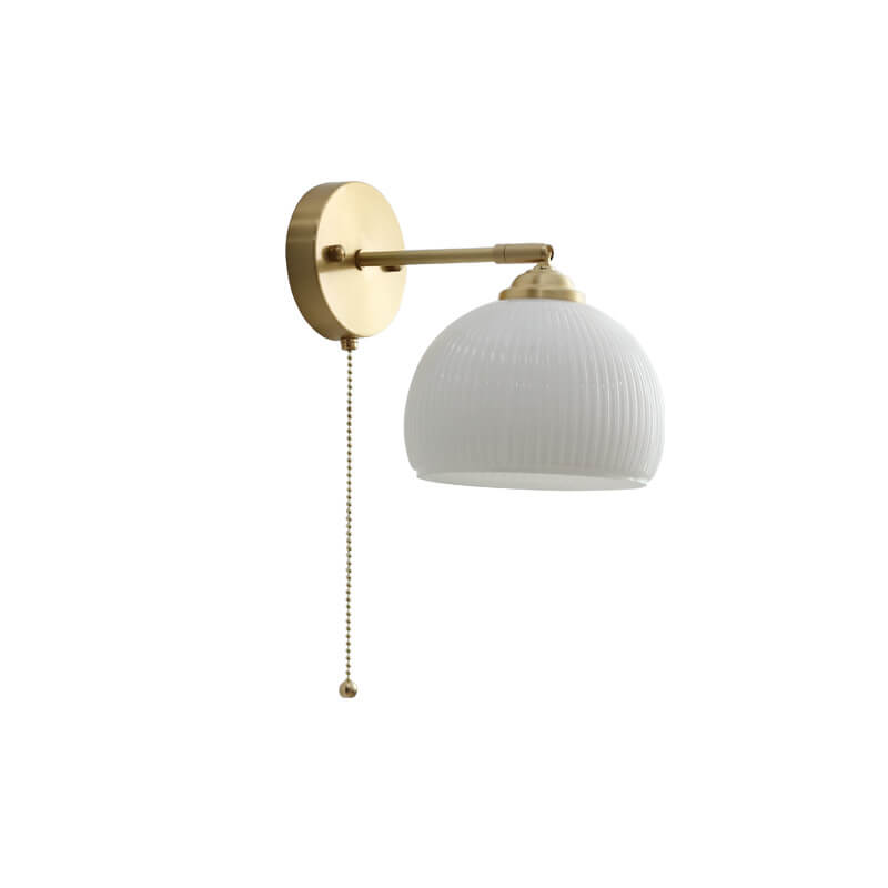 Wall Lamp Glass Brass 5.9 in Modern White Bedroom Bedside Living Room Sconce Lighting Fixture | Thomler