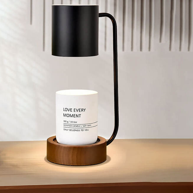 Flameless Scented Wax Warmer Lamp with Wood Base & Dimmable Ambient Light for Bedroom Living Room | Thomler