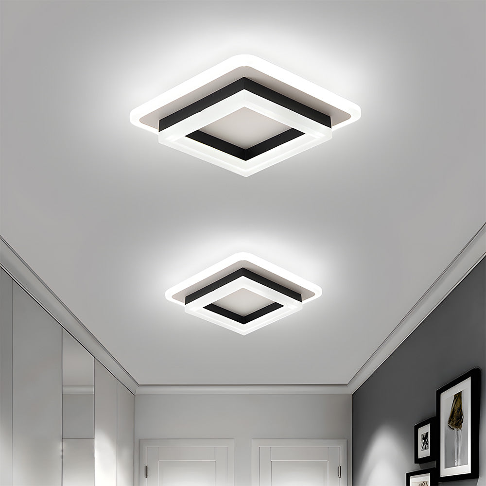 Ceiling Light LED Square 1920 Lumen Black White Bedroom Hallway Living Room Modern Geometric Lighting Fixture | Thomler
