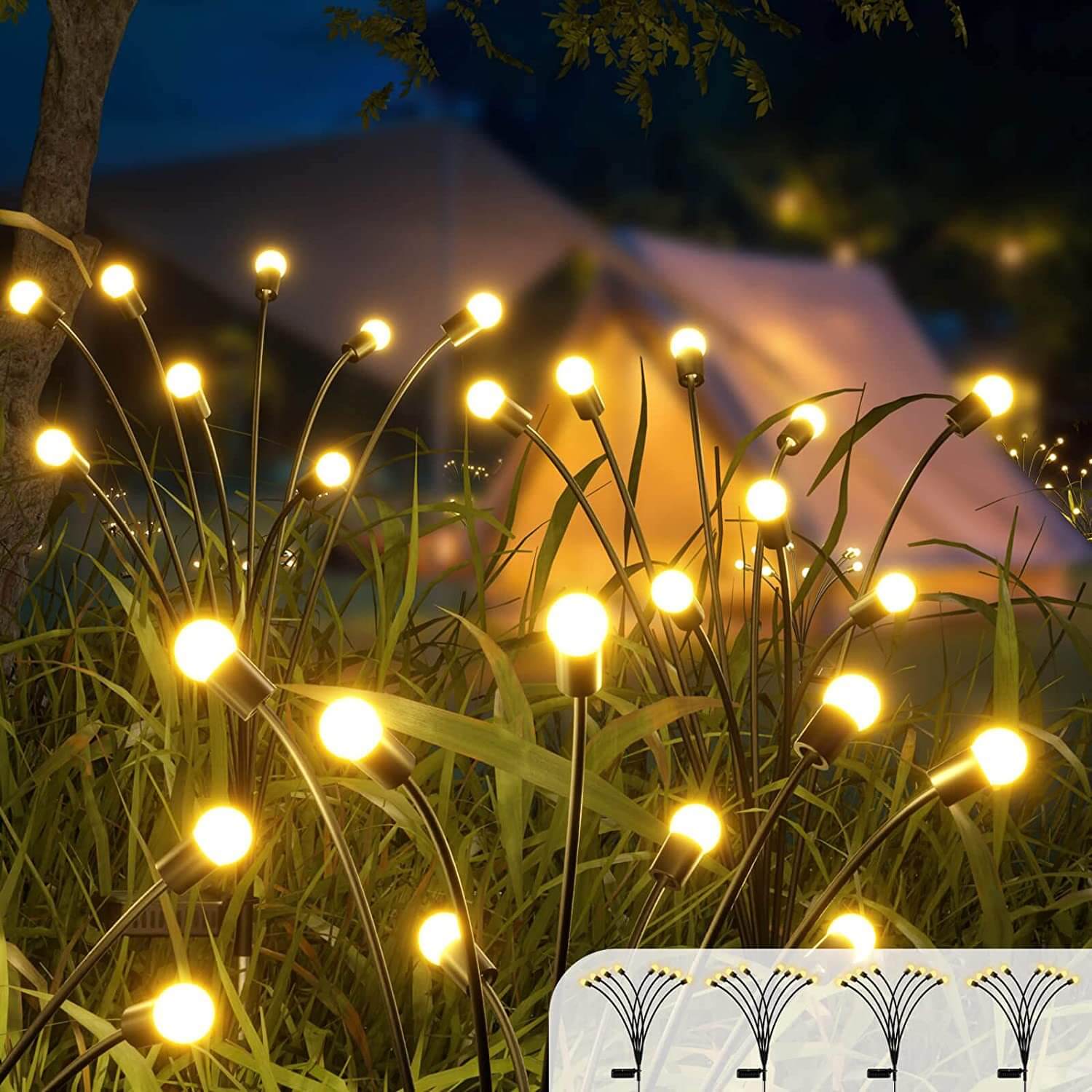 Solar Outdoor Pathway Stake Light White Modern LED Garden Lamp Auto On/Off 6 8 10 LEDs Wireless Walkway Patio Yard Deck Lighting | Thomler