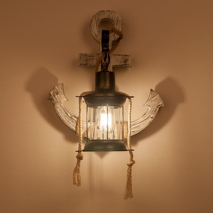 Wall Lamp Iron Wood 12.6 in White Industrial Hallway Living Room Bedroom LED Incandescent Fluorescent Lighting | Thomler