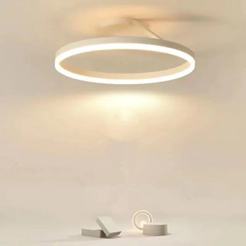 Ceiling Lamp Metal Ring LED 50.0 cm Black White Living Room Bedroom Dimmable Modern Flush Mount Light Fixture | Thomler