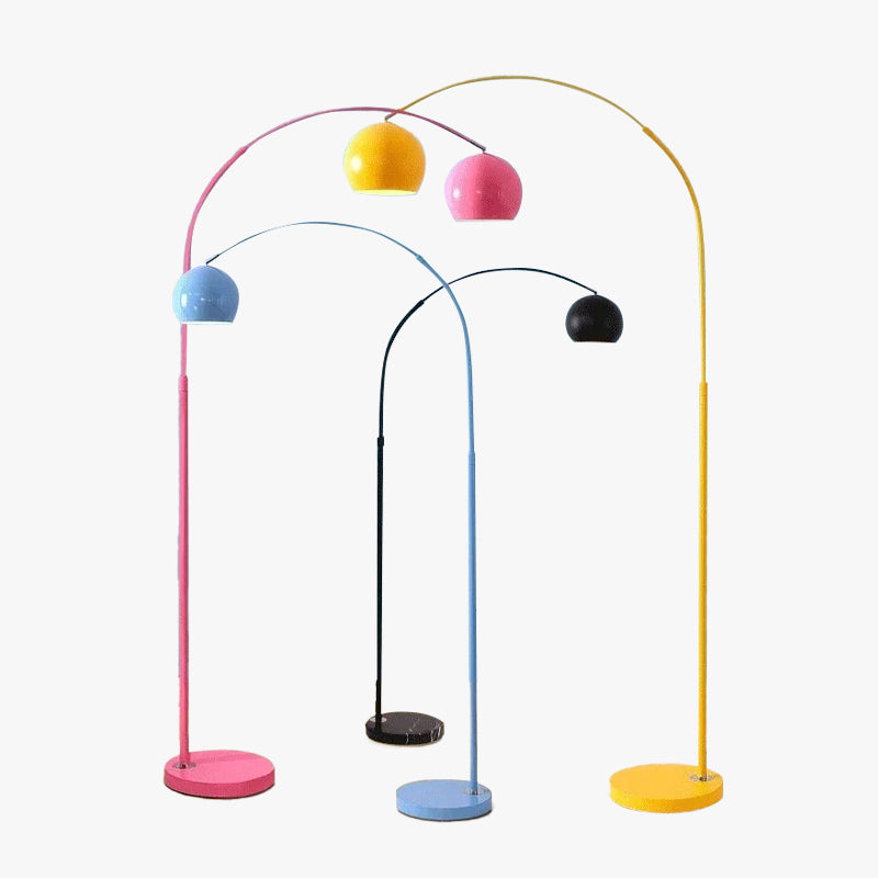Floor Lamp Metal Arc 177.0 cm (69.7") Yellow Living Room Reading Light E27 Retro Globe Shade Standing Lamp | Thomler