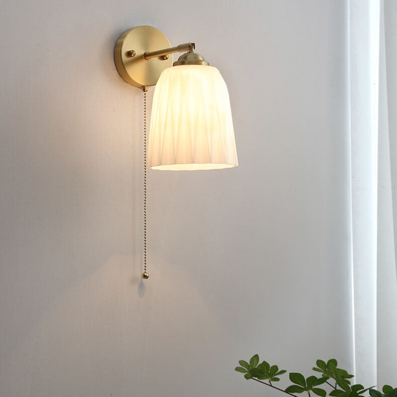 Wall Lamp Glass Brass 5.9 in Modern White Bedroom Bedside Living Room Sconce Lighting Fixture | Thomler
