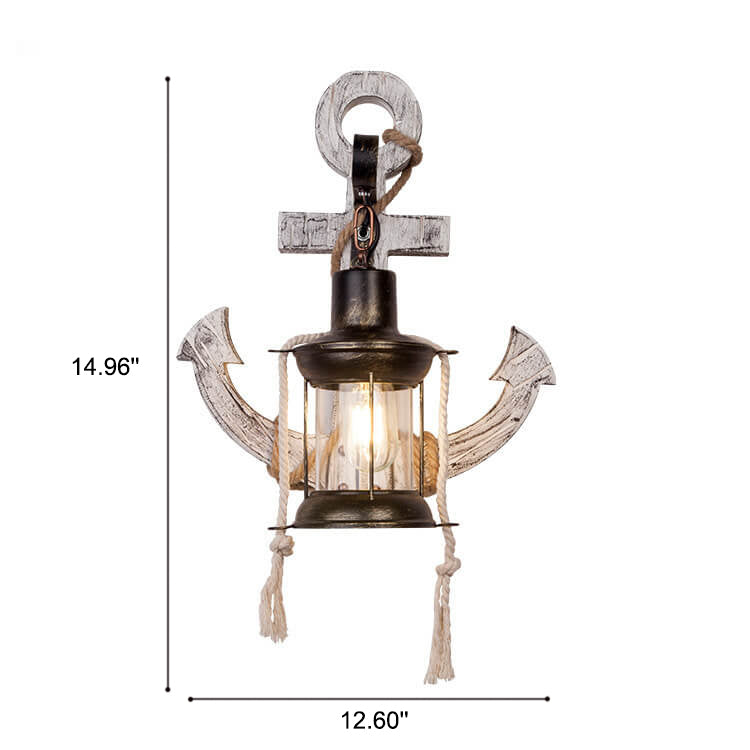 Wall Lamp Iron Wood 12.6 in White Industrial Hallway Living Room Bedroom LED Incandescent Fluorescent Lighting | Thomler