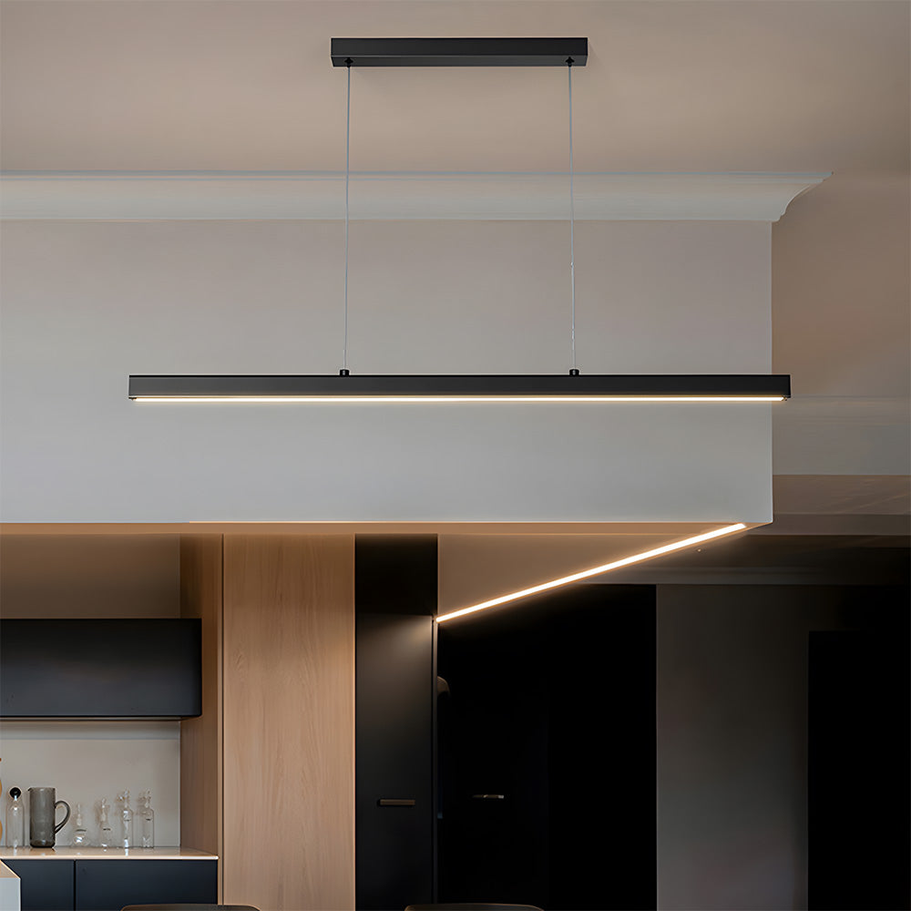 Pendant Light Metal LED 120.0 cm Black Kitchen Island Dining Table Linear Hanging Ceiling Lamp Adjustable Scandinavian Minimalist | Thomler