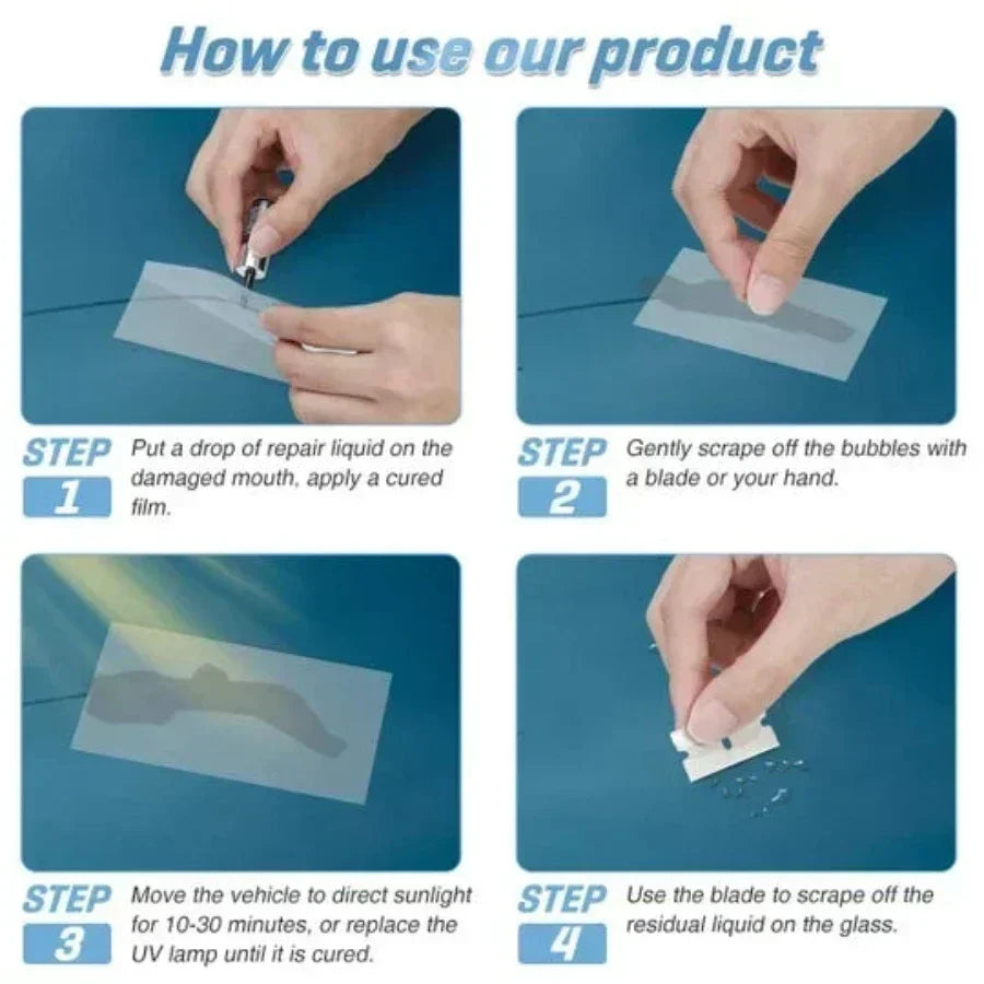 Windshield & Glass Chip Repair Resin Kit – DIY Fix for Cracks, Chips & Bulls-Eyes on Auto Glass, Phone Screens & Mirrors – UV-Cure Formula | Thomler