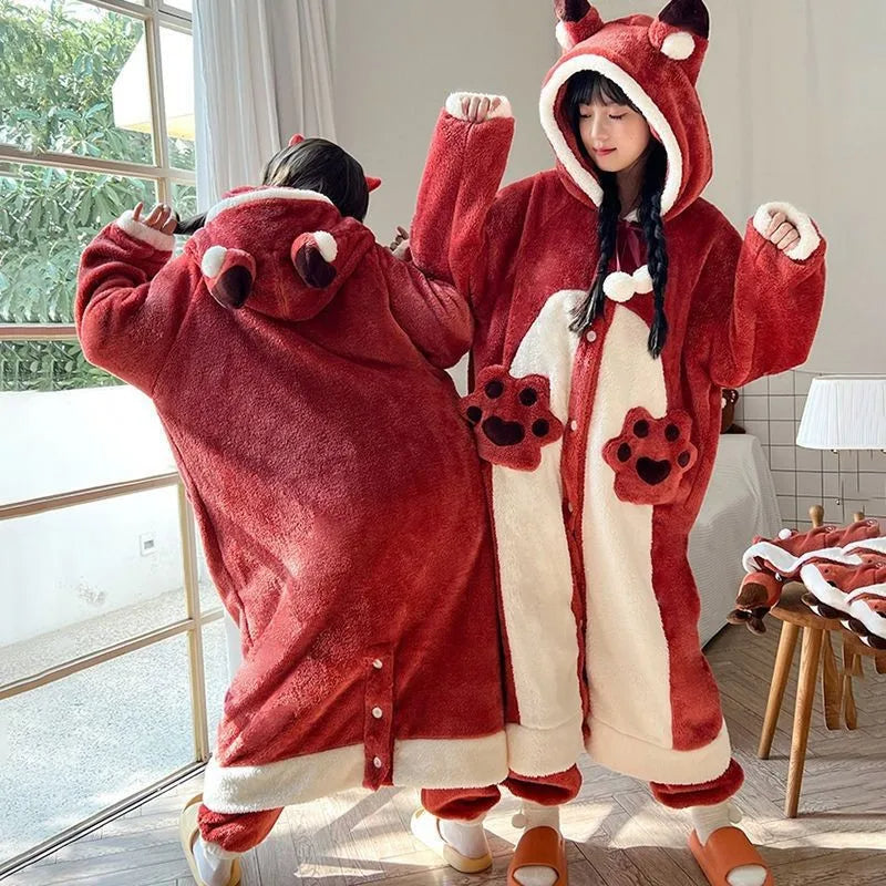 Animal Hooded Wearable Blanket Pajamas – Plush Fleece Full-Body Loungewear for Cozy Nights & Lazy Days | Thomler