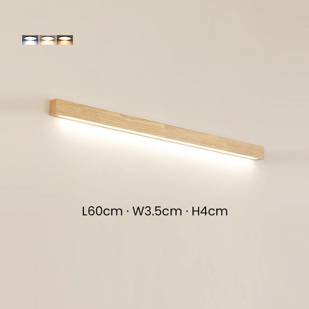 Wall Lamp Wood Linear Integrated LED Warm White Bedroom Bathroom Hallway Lighting Minimalist Scandinavian Sconce | Thomler
