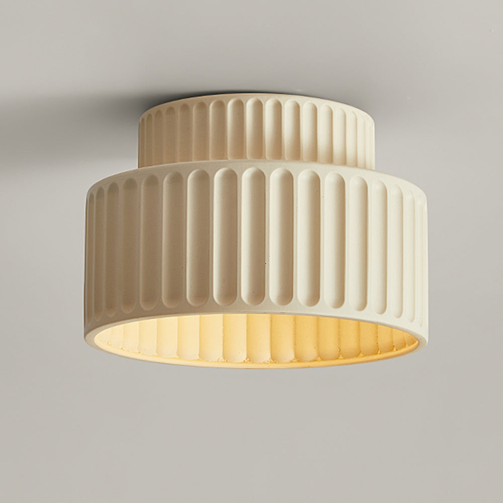 Ceiling Lamp Resin Ribbed E27 White Compact Living Room Kitchen Hallway Flush Mount Modern Scandinavian Lighting | Thomler