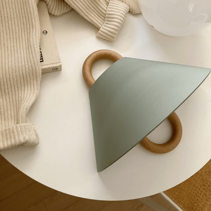 Fabric Half-Moon Wall Sconce with Natural Wood Backplate for Bedroom & Living Room | Thomler