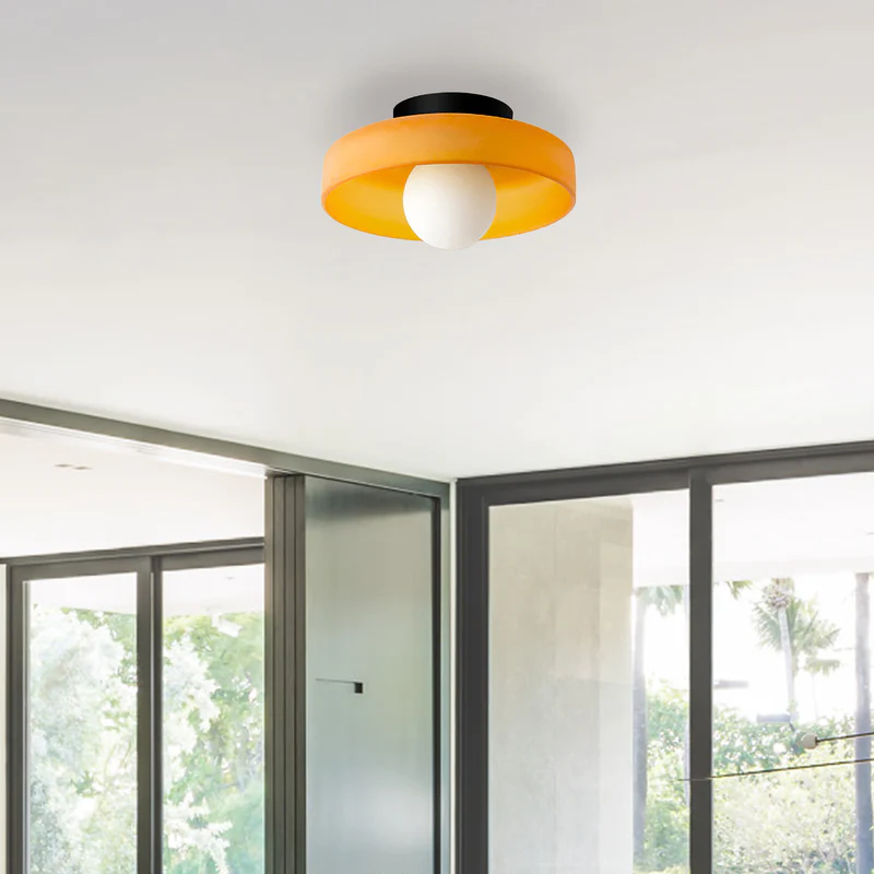 Ceiling And Wall Lamp Amber Glass 20.0 cm Soft Light Living Room Bedroom Decorative Lighting | Thomler
