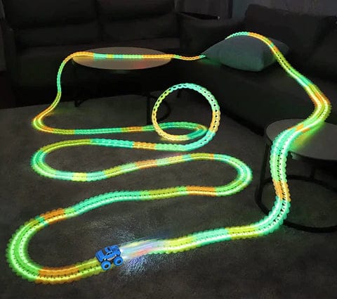 Flexible Magnetic Race Track Set with Glow-in-the-Dark Car for Kids | Educational STEM Building Toy | Thomler