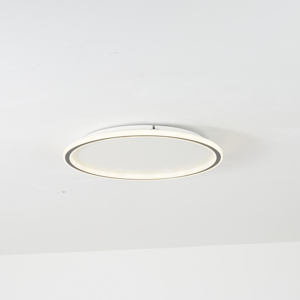 Dimmable Round LED Flush Mount Ceiling Light for Bedroom Living Room | Black White Metal Acrylic | Indoor Hardwired 12-20 Inch Fixture | Thomler