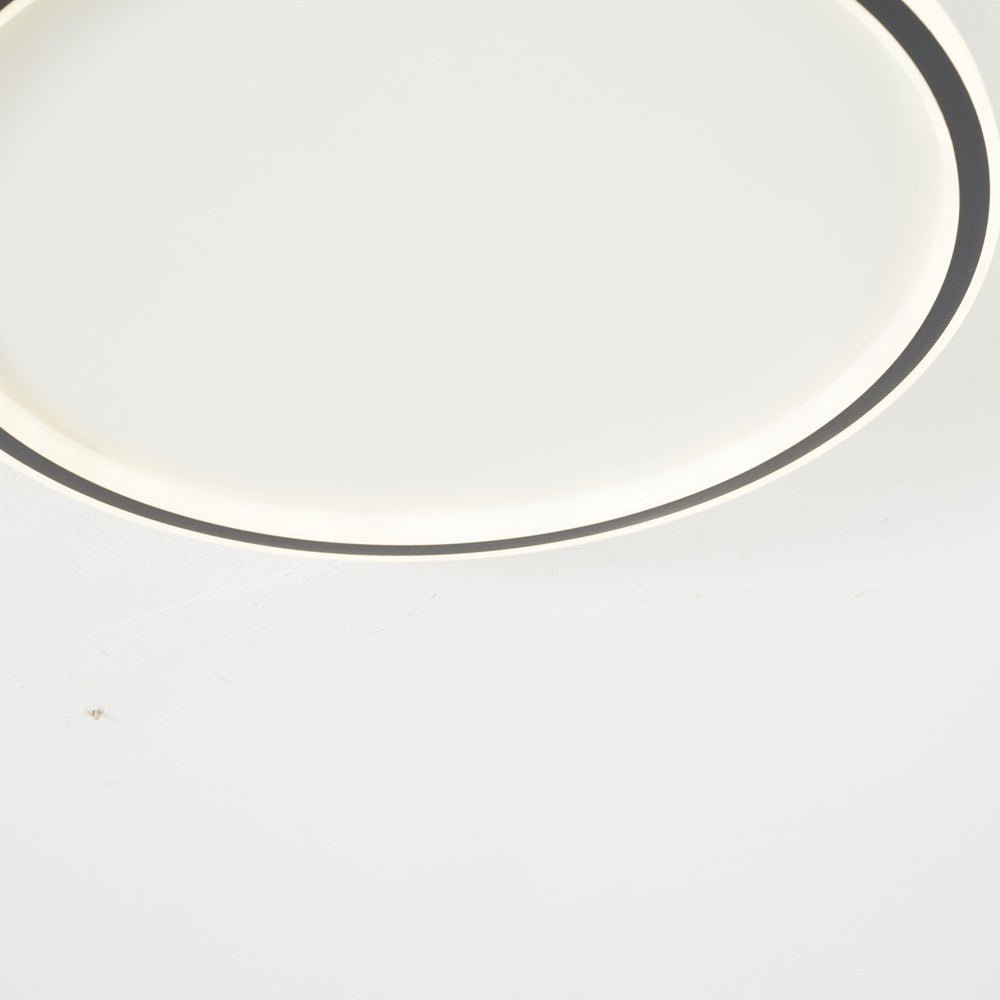 Dimmable Round LED Flush Mount Ceiling Light for Bedroom Living Room | Black White Metal Acrylic | Indoor Hardwired 12-20 Inch Fixture | Thomler