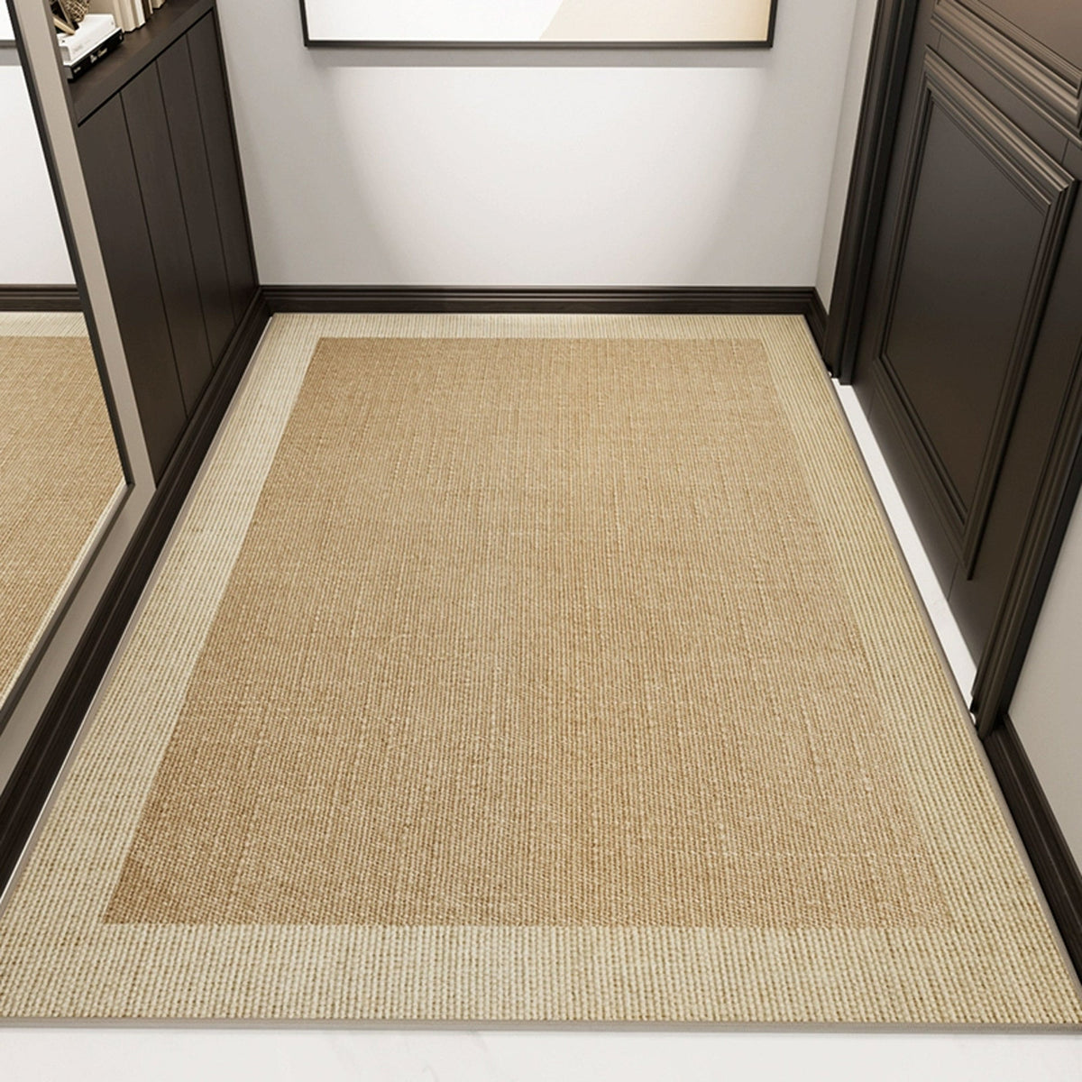 Woven Entry Mat with Accent Trim – Natural Fiber Floor Protection for Hallways & Doorways | Thomler