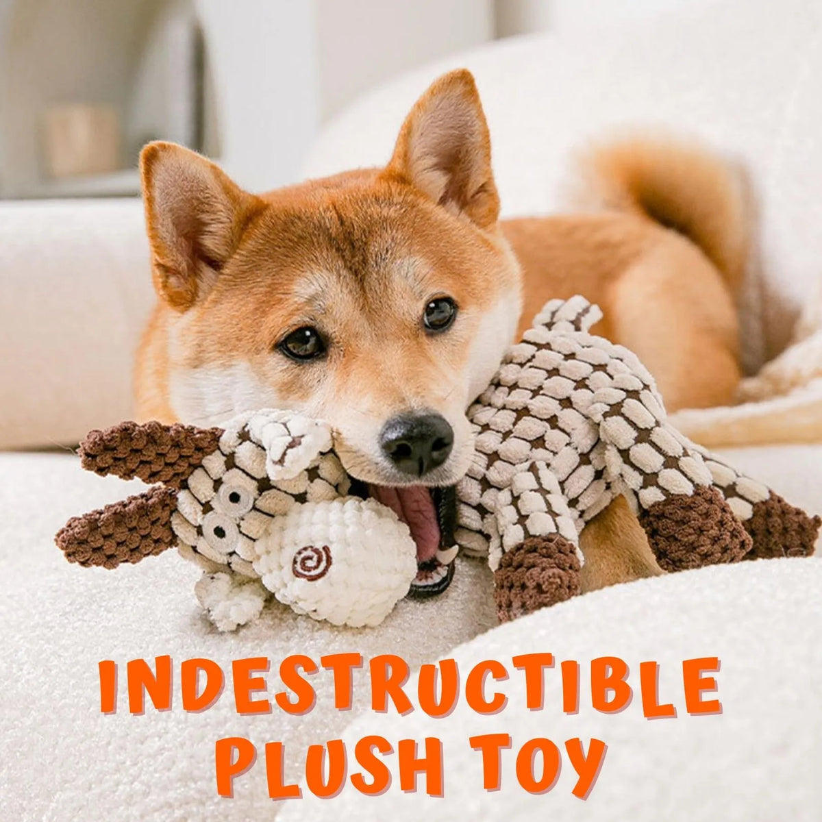 Heavy-Duty Plush Dog Toy with Squeaker for Aggressive Chewers | Durable Stuffed Animal Chew Toy for Large Dogs | Anxiety Relief Pet Toy | Thomler