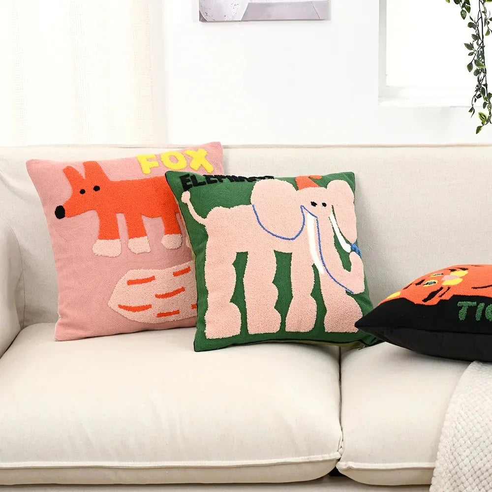 Cushion Cover Polyester Cotton Blend 45.0 cm 17.7 Inch Scandinavian Sofa Bedroom Animal Embroidered Decorative Throw Pillow Case | Thomler