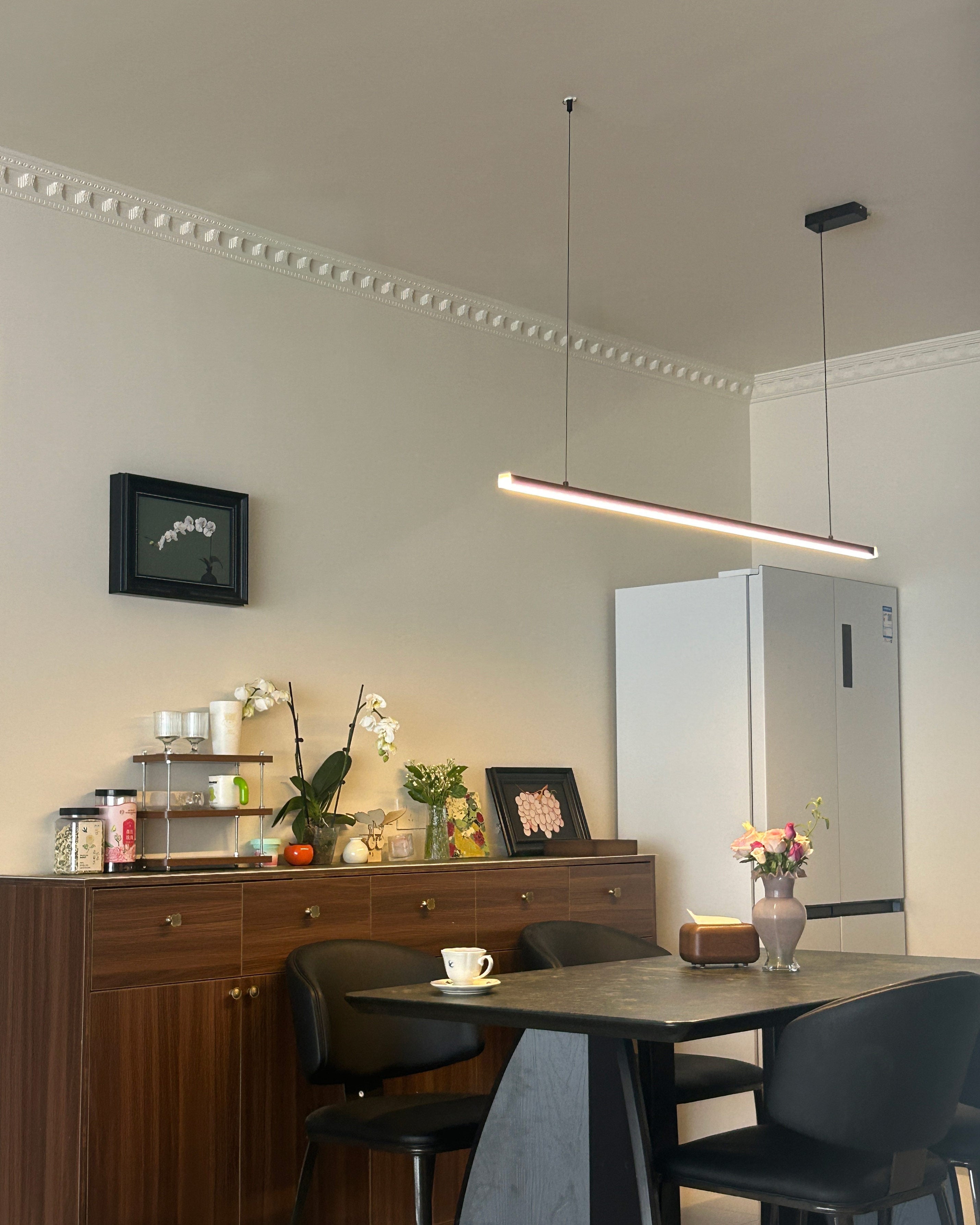 Linear Pendant Light Metal 39 in Adjustable Kitchen Island LED Warm White 3000K-6000K Modern Dining Room Hanging Lamp | Thomler
