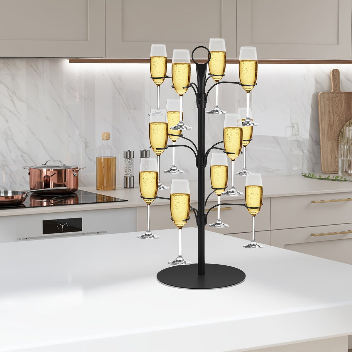 3-Tier Metal Stemware Display Stand – Holds 12 Glasses for Parties & Celebrations | Thomler