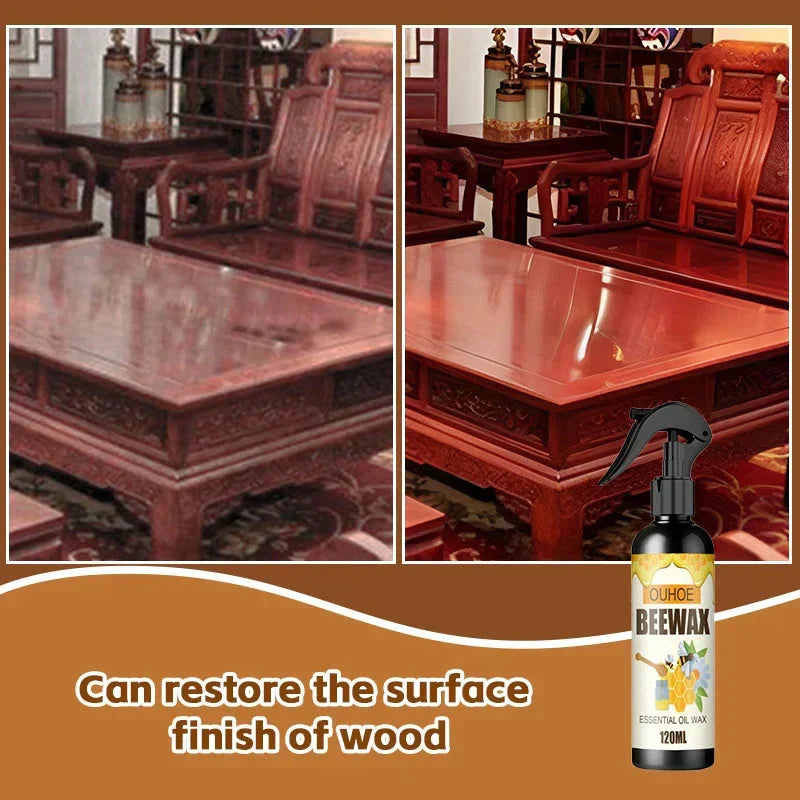 Furniture Polish Spray with Pure Beeswax for Wood Care – Restores Shine & Removes Buildup on Cabinets, Tables, Chairs – Non-Toxic Formula | Thomler