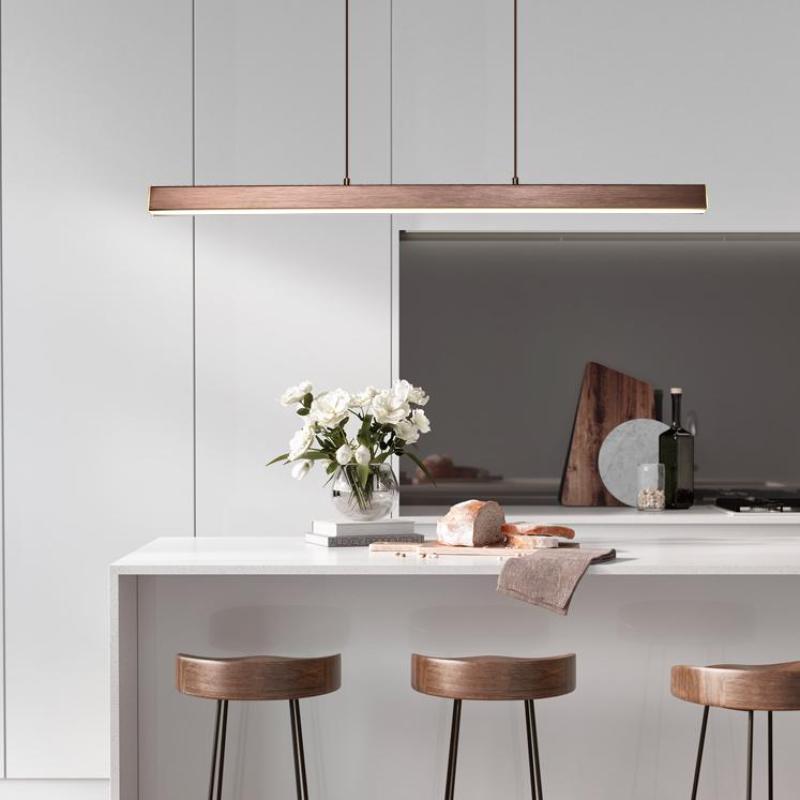 Sleek Overhead LED Bar Light Metal Frame Acrylic Diffuser Adjustable Height Dining Room Kitchen Island | Thomler
