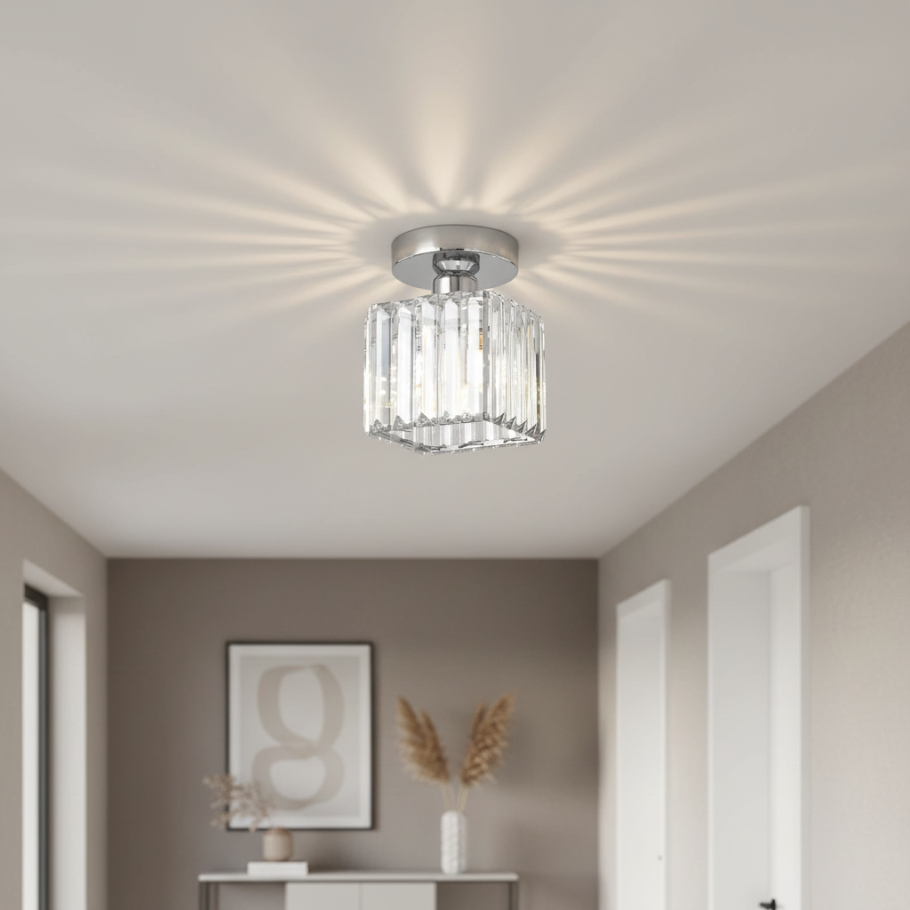 Ceiling Lamp Crystal E27 Black Or Gold Hallway Living Room Bedroom Flush Mount Light Fixture | Thomler