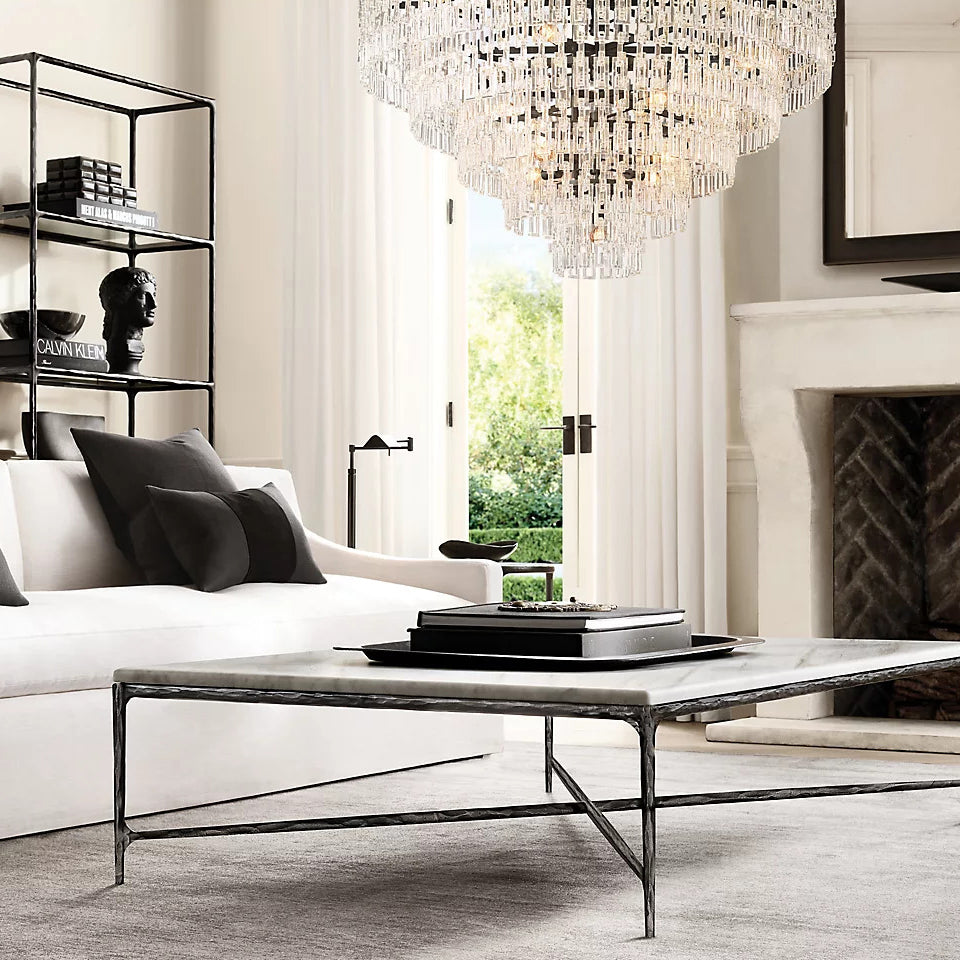 Multi-Tiered Crystal Ring Chandelier with Glass Chain Links for Dining Rooms and Living Rooms 36 48 60 Inch | Thomler