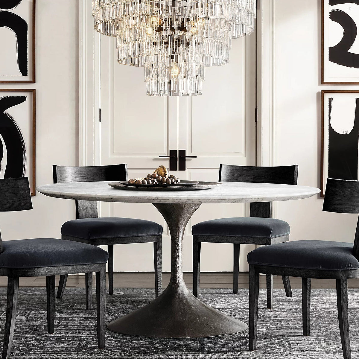 Multi-Tiered Crystal Ring Chandelier with Glass Chain Links for Dining Rooms and Living Rooms 36 48 60 Inch | Thomler