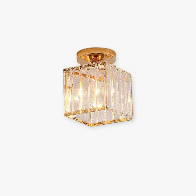 LED Flush Mount Fixture with Adjustable Temperature Settings – Crystal Shade – Square, Round & Hexagon Options | Thomler