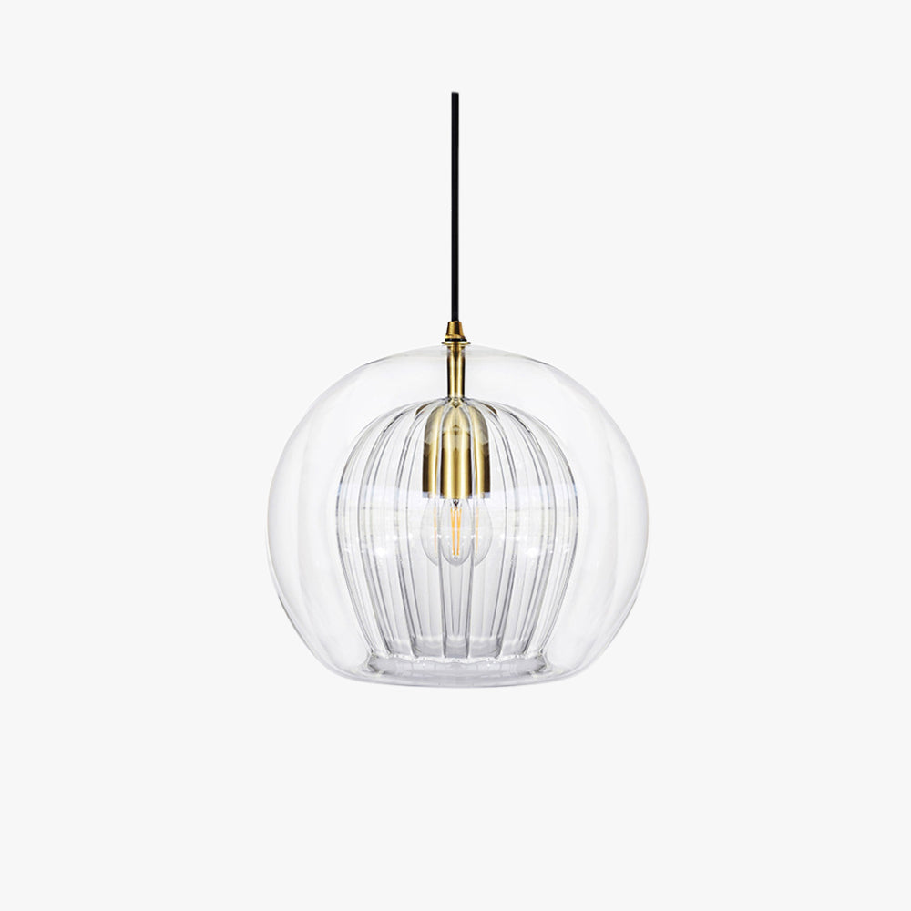 Spherical Glass Hanging Light with Metal Mount for Dining Room & Bedroom Ambient Lighting | Thomler