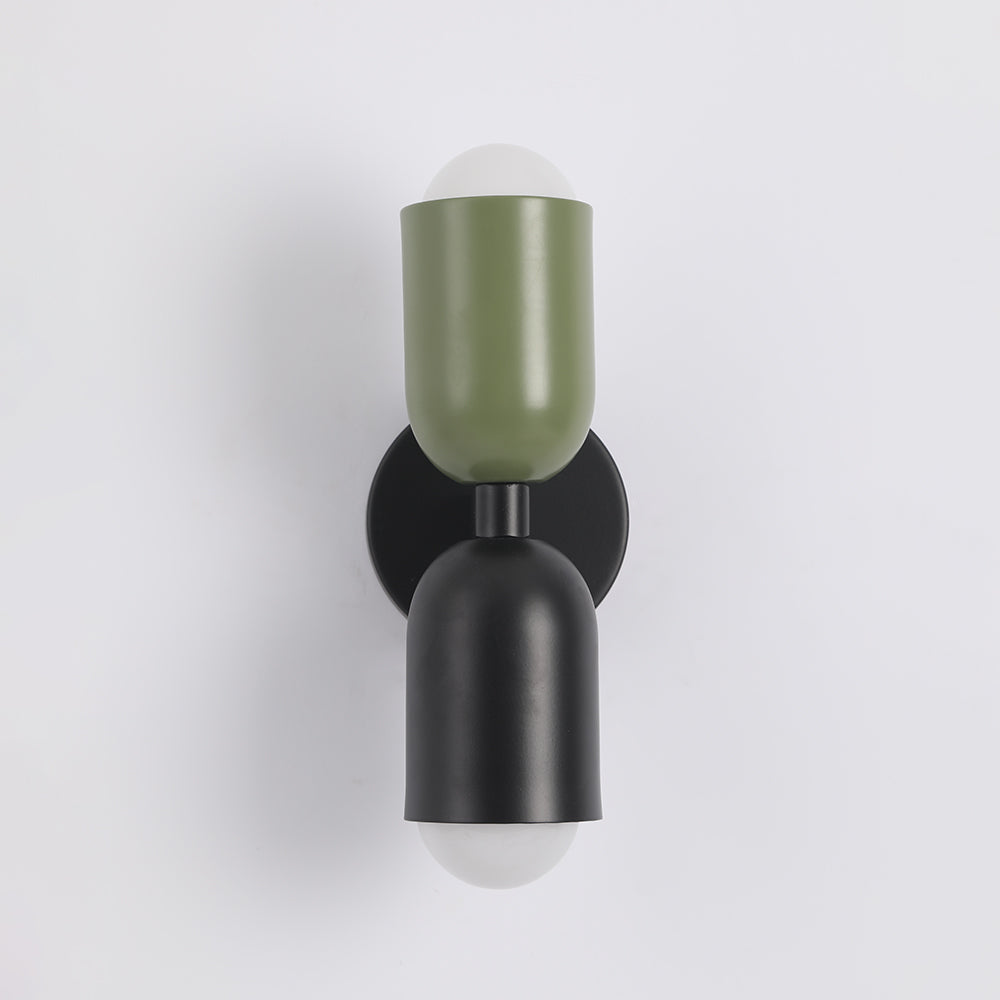 Dual-Arm Metal Wall Sconce with Colorful Shades for Bedroom and Living Room | LED Bulbs Included | Thomler