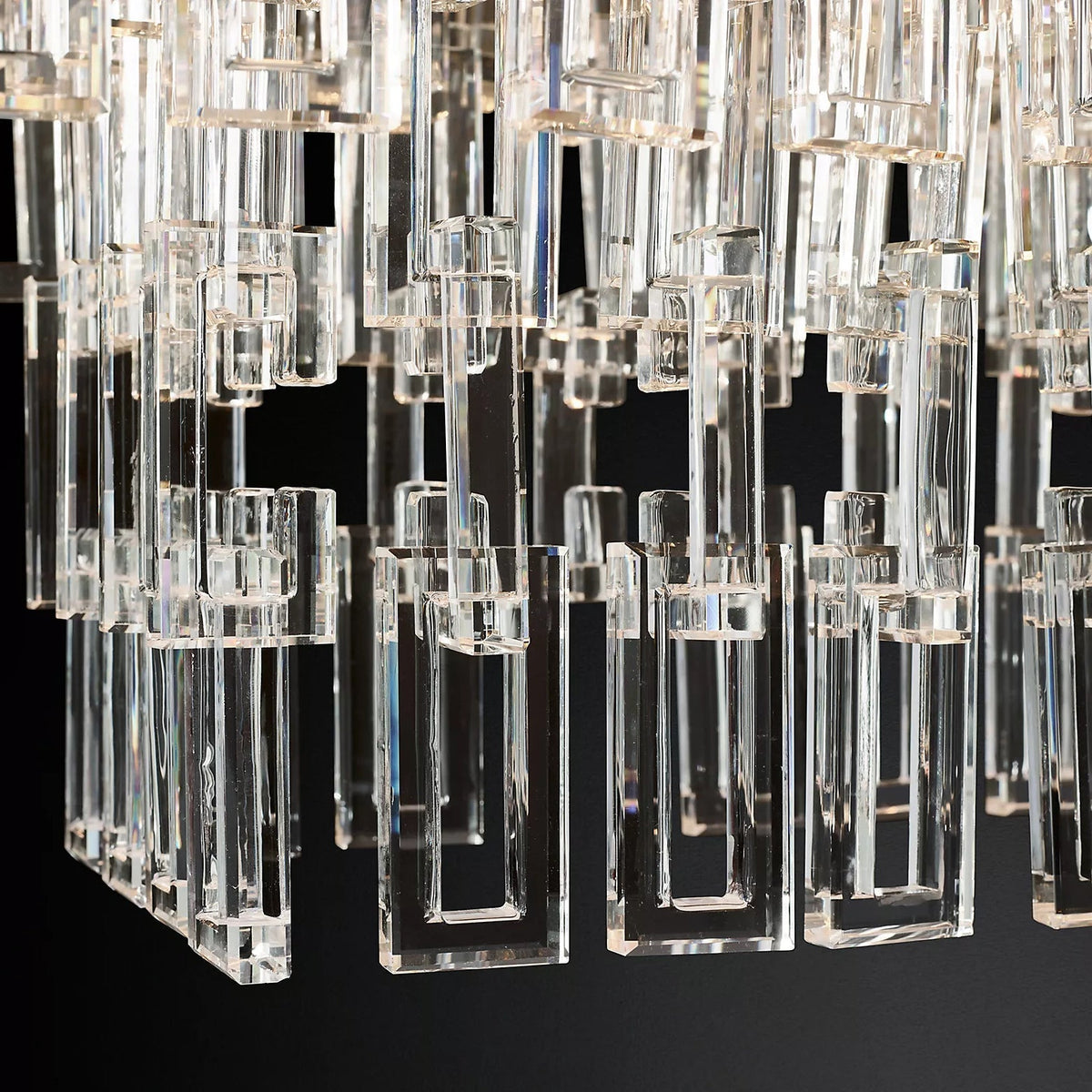 Multi-Tiered Crystal Ring Chandelier with Glass Chain Links for Dining Rooms and Living Rooms 36 48 60 Inch | Thomler
